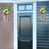 OCTMUSTARD Rustic Wall Decor Mason Jar Sconces Decor with Remote Control Led Lights for Home Farmhouse Bathroom and Living Room Decorative.Shabby Chic Art Design Decorations (Grey Board with Peony) OCTMUSTARD