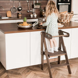 Montessori Toddler Tower Foldable Kitchen Helper Stool for Toddlers Wooden Stepping Stools for Kids Learning Towers for Bathroom and Kitchens (Dark Walnut, Montessori Tower) Enjoy The Wood