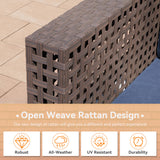 Trumbeak 7 Pieces Patio Furniture Set Wicker Outdoor Sectional Sofa,All Weather Brown PE Rattan Outdoor Conversation Set w/Thick Cushions and Glass Coffee Table,NavyBlue Trumbeak