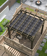 KYBOLT 10 X 10 Ft Wood Pergola with Retractable Sunshade Canopy, Solid Structure, Outdoor Pergola for Deck, Garden, Backyard - Charcoal Gray KYBOLT