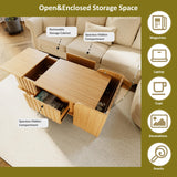 Jartoil Extendable Coffee Table with Storage, Wood Coffee Table with Hidden Compartment, Expandable Coffee Tables with Side Table for Living Home(Natural) Jartoil