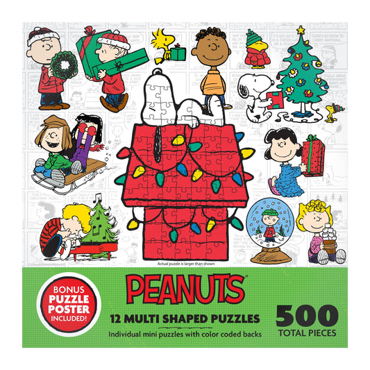 RoseArt - Mini Shaped Multipack - Peanuts Holiday Friends - 500 Piece Jigsaw Puzzle for Adults