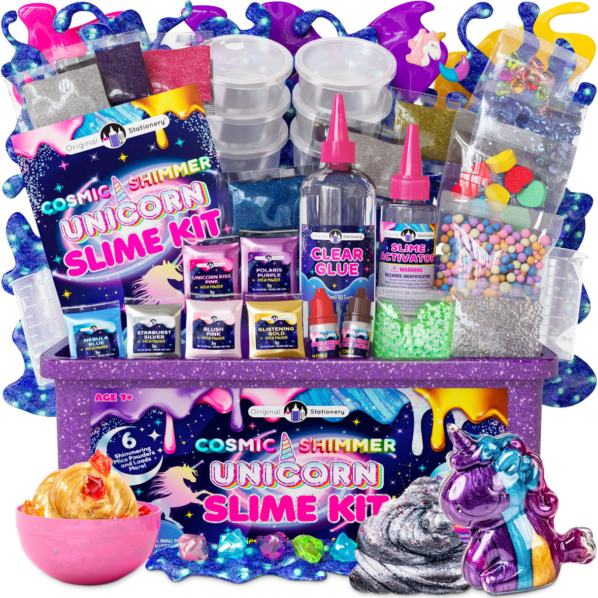 Original Stationery Cosmic Shimmer Unicorn Slime Kit – Creative Crafting Set for Making Enchanting Toys with Galaxy Glitter and Rainbow Hues Original Stationery