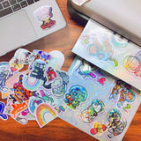32 Sheets Holographic Sticker Paper Clear Vinyl Self Adhesive Waterproof Rainbow Transparent Overlay Film A4 Size Holographic Overlay with 4 Styles Mixed Bleidruck