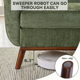 Kingfun 65.2" W Loveseat Sofa, Mid Century Modern Decor Love Seat Couches for Living Room, Button Tufted Upholstered Furniture, Solid & Easy to Install Small Couch for Bedroom Office Apartment, Green Kingfun