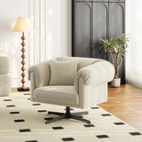 Yaheetech Swivel Velvet Armchair with Pillow, Modern Upholstered Accent Chair for Living Room, Comfy Cozy Single Sofa Chair for Bedroom/Reading Spaces Beige Yaheetech