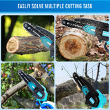 Mini Chainsaw Cordless Mini Chain Saw 6 Inch 2×2.0AH Batteries 2 Chains Electric Handheld Small Chainsaw Battery Powered for Wood Cutting Tree Trimming Courtyard Household and Garden EliteHome