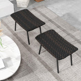 Tangkula Set of 2 Patio Ottomans, Multipurpose Rattan Ottomans w/Padded Quick Dry Foam & Heavy-Duty Metal Legs, Outdoor Wicker Footrest Extra Seating for Poolside, Backyard All Weather Resistant Tangkula