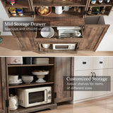 JXQTLINGMU 72" Tall Storage Cabinet, Farmhouse Pantry Cabinet with Door Shelves, Drawer and Magnetic Catches, Rustic Wood Organizer for Kitchen, Bathroom, Living Room, Rustic Brown JXQTLINGMU