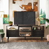 WLIVE TV Stand for 65 Inch TV, 58 inch Entertainment Center with 2 Storage Cabinets, Media Console for Living Room, Bedroom and Office, Black WLIVE