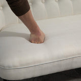 HOMCOM Upholstered Armless Fabric Loveseat with Button Tufted Design for Living Room with Wood Legs, Cream White HOMCOM