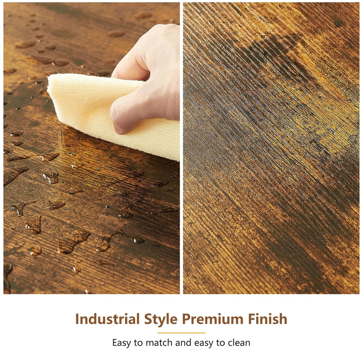 Tatub Industrial Bar Table and 2 Stools Set with PU Upholstery, Rustic Brown Finish Tatub