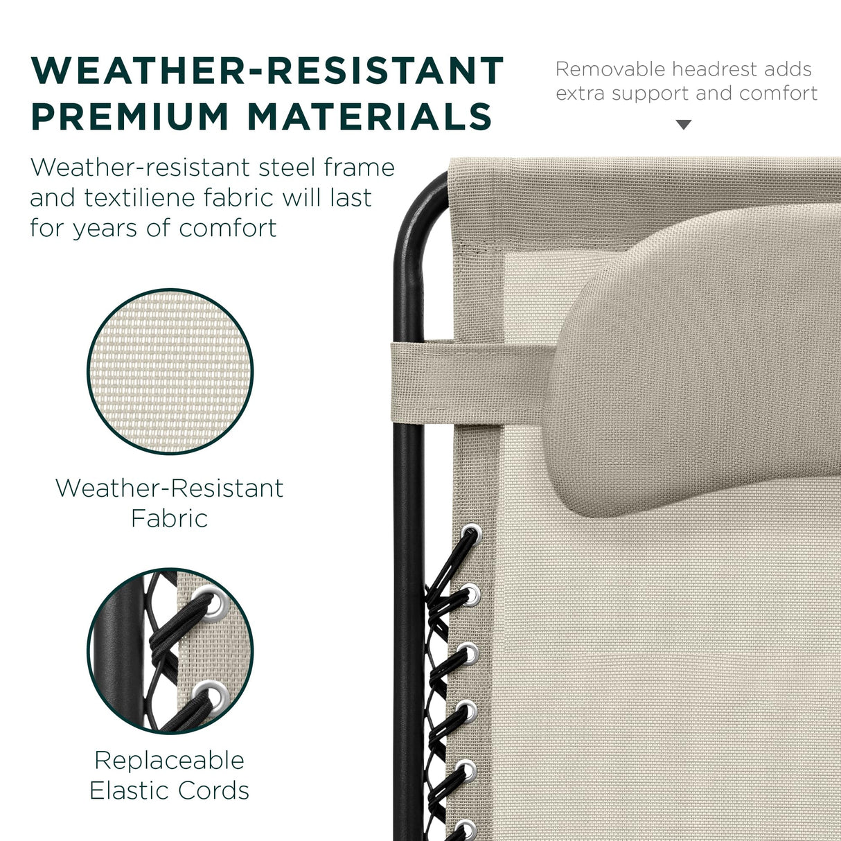 Best Choice Products Oversized Zero Gravity Chair, Folding Outdoor Patio Lounge Recliner w/Cup Holder Accessory Tray, Pillow - Ivory Best Choice Products