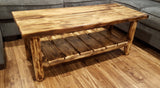 Midwest Log Furniture Torched Cedar Coffee Table - Burnt Medium Brown/Mortise & Tenon/Solid Wood/Amish Handcrafted in USA Midwest Log Furniture