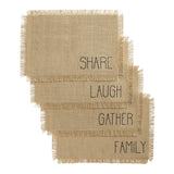 Elrene Home Fashions Farmhouse Living Sentiments Placemats, Burlap Placemats, Tan, Set of 4 Elrene