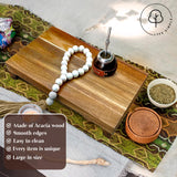 Lyfe Simple Natural Acacia Wood Pedestal Stand | Wood Riser with Decorative Beads | Kitchen Counter Decor | Soap Tray for Kitchen Sink | Bathroom Tray | Tabletop Wooden Stand (12 x 7 x 1.75 Inch) Lyfe Simple