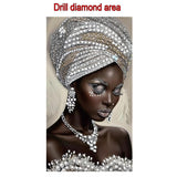 KUFWKEY African Women Large Diamond Art Kits for Adults,Partial 5D Diamond Painting kit for Beginners,Special Shaped Diamond Art,Sparkling gem Art,Diamond dots,DIY Mosaic Kits,Home Decor,16X28 inch KUFWKEY