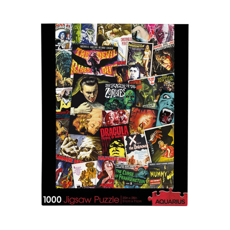 AQUARIUS Hammer Classic Horror Movies Collage (1000 Piece Jigsaw Puzzle) - Glare Free - Precision Fit - Virtually No Puzzle Dust - Officially Licensed Hammer Merchandise & Collectibles - 20x28 Inches AQUARIUS