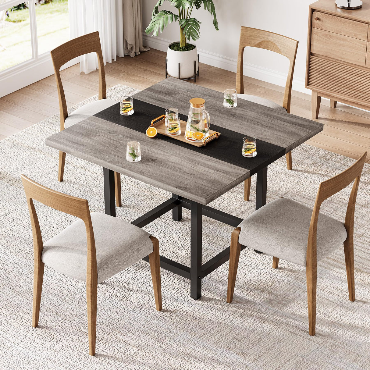 LITTLE TREE 39-Inch Square Small Conference Room Table for 4 People, Wood Computer Desk for Home Office, Small Space (Chair not Included) LITTLE TREE