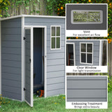 Outsunny 5' x 3' Resin Outdoor Storage Shed with Floor, Garden Shed with Lockable Door, Window and Vent, Plastic Utility Tool Shed for Backyard, Patio, Lawn, Gray Outsunny