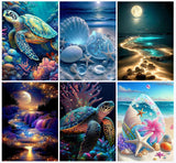 AREOPNMG 6pack Sea Turtle Beach Diamond Painting Kits for Adults Beginners,5D Moonlight Waterfall Landscape Diamond Art,DIY Full Round Drill Dot Gem Art Kits,Home Wall Decor 9.8x13.8 Inch AREOPNMG