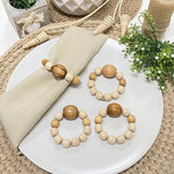 Napkin Rings Set of 6 - Wooden Beads Napkin Rings | Rustic Wooden Napkin Ring Holder for Table Decoration Handmade LEBEJUA Napkin Ring with Wood Beads & Jute Twine - Farmhouse Napkin Rings Boho Style LEBEJUA
