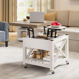 YITAHOME Lift Top Coffee Table with Wheels, Farmhouse Square Coffee Tables for Living Room, 2 Tier Small Coffee Table with Storage Compartment Rustic Wood Cocktail Table Dining Table, Grey Wash YITAHOME