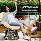Outsunny 39" Outdoor Papasan Chair with Side Tray, 360° Swivel Overstuffed Circle Chair with Thickened Cushion, Wicker Lounger with Steel Frame for Indoor, Patio, Beige Outsunny