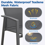 11 Piece Aluminum Outdoor Patio Dining Sets with Fully Assembled Dining Chair，91.3"L×39.4"W Expandable Patio Table and Chairs Set for 10, Stackable Chairs with Quick Drying Fabric, Grey Wisteria Lane