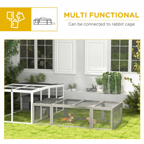 PawHut Large Wooden Rabbit Hutch Bunny Hutch Small Animal Habitat Enclosure Outdoor Run and Lockable Doors, Gray PawHut