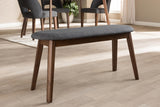 Baxton Studio Easton Mid-Century Modern Dark Grey Fabric Upholstered Walnut Finished Wood Bench Baxton Studio