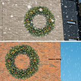 Prelit Christmas Wreath 48 Inches Large Outdoor Christmas Wreath 162 Warm White LED Lights, Artificial Lighted Christmas Wreath Winter Wreath with 460 PVC Tips Vivid Pine Cones and Berry Clusters Abbrevi