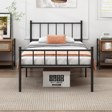 DIIYIV Twin Bed Frame-Classic Metal Platform Bed Frame,Mattress Foundation with Steel Slat Support,Under Foundation Storage,No Box Spring Needed, Easy Assembly, Twin Size DIIYIV