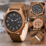Engraved Wood Watch for Men Personalized Walnut Watch Leather Strap Anniversary Birthday Watch for Husband Dad Son LMWOOD