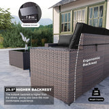 Kullavik 11PCS Outdoor Patio Furniture Set,PE Wicker Rattan Sectional Sofa Patio Conversation Sets with 43" 55000BTU Gas Propane Fire Pit Table,Swivel Rocking Chairs Set,Sand Kullavik