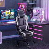 Homall Gaming Chair, Video Game Chair with Footrest and Massage Lumbar Support, Ergonomic Computer Chair Height Adjustable with Swivel Seat and Headrest (White) Homall