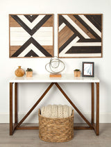 Kate and Laurel Baralt Shiplap Wood Plank Art, Black, White and Rustic Brown Kate and Laurel