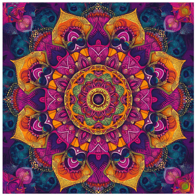 Purple Mandala Wooden Puzzles, 500 Pieces Jigsaw Puzzles 15.9'' x15.9'', Unique Design Liberty Wooden Puzzles for Adults and Kids, Family Game Gift Royal Size