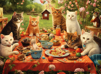 100 Pieces Jigsaw Puzzles for Adults - Cat Puzzles for Kids Ages 6-8 8-10 10-12 - Purrfect Picnic