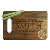 Custom Personalized Walnut Wooden Cutting Board - Wedding Anniversary for Couples - Engraved and Monogrammed (SMALL - 9" x 6") The Wedding Party Store