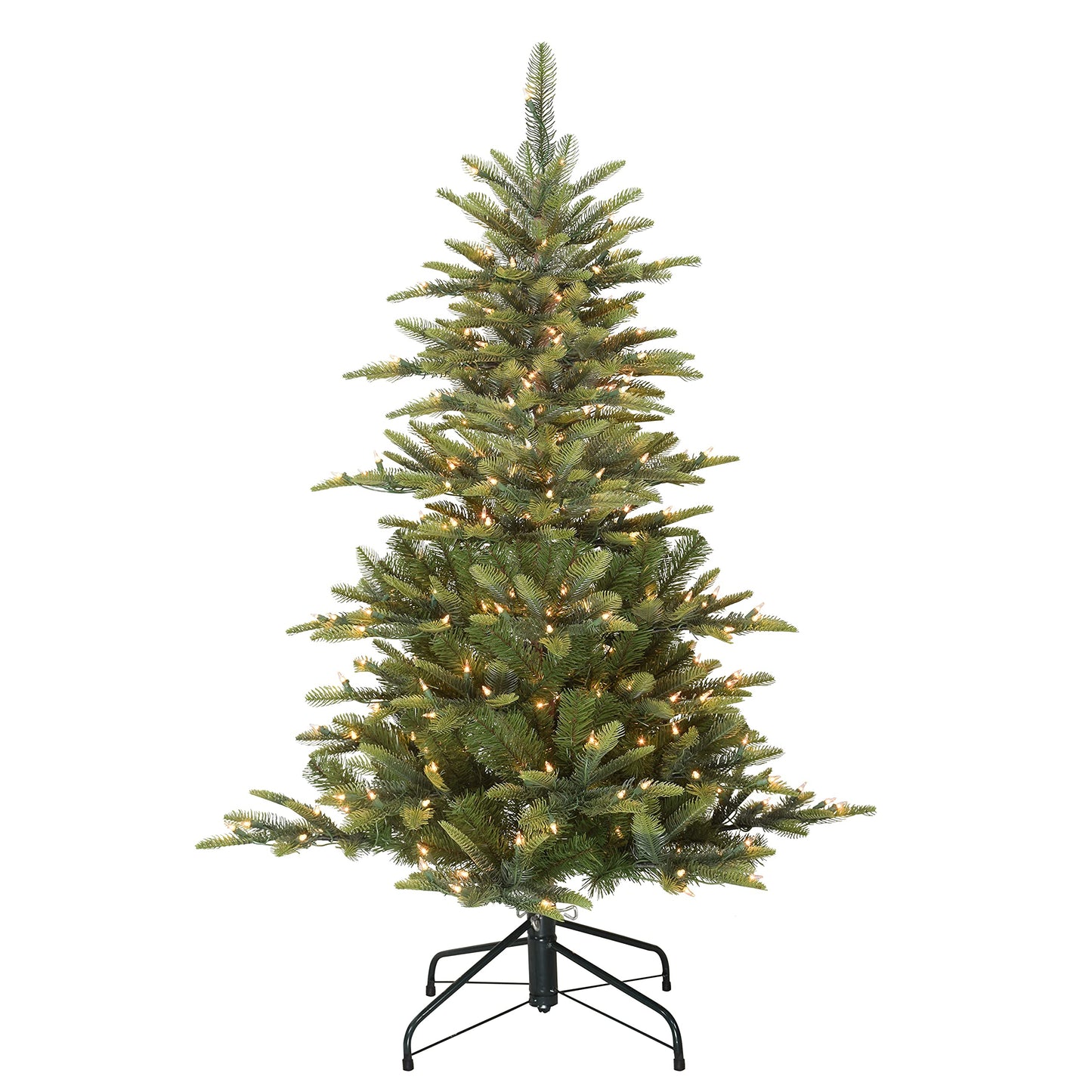 Puleo International 4.5 Foot Pre-Lit Aspen Fir Artificial Christmas Tree with 250 UL Listed Clear Lights, Green