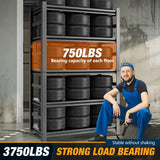 Hymnxemo Heavy Duty Commercial Metal Garage Shelving Rack,Adjustable Industrial Steel Storage Shelves for Warehouse, Garage, Basement, 87" H x 47.2" W x 23.6" D, Black Hymnxemo