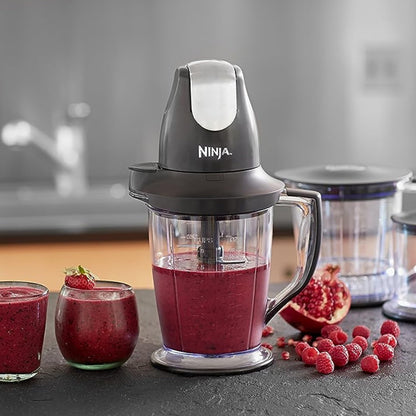 Ninja QB1004 Blender/Food Processor with 450-Watt Base, 48oz Pitcher, 16oz Chopper Bowl, and 40oz Processor Bowl for Shakes, Smoothies, and Meal Prep,Black