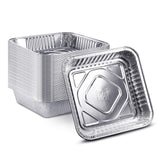 [25 Pack - 8” x 8”] Square Baking Cake Pans| Heavy Duty l Disposable Aluminum Foil Tins l Portable Food Containers l Perfect for Roasting Toaster Oven Broiling Cooking Fig & Leaf