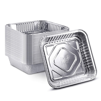 [25 Pack - 8” x 8”] Square Baking Cake Pans| Heavy Duty l Disposable Aluminum Foil Tins l Portable Food Containers l Perfect for Roasting Toaster Oven Broiling Cooking