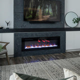 Dimplex Sierra Electric Fireplace Heater, 60" Inch, Black, 1400W - Wall Mounted Linear Fireplace with Realistic Flames, Adjustable Ember Bed, Remote Control - Thin Fireplace for Living Room, Bedroom DIMPLEX