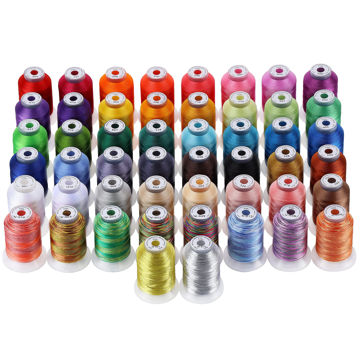 New brothread 50 Spools Embroidery Machine Thread Kit Including 40 Brother Colors+8 Variegated Colors+2 Metallic Colors for Brother Janome Singer Pfaff Husqvarna Embroidery Sewing Machines New brothread
