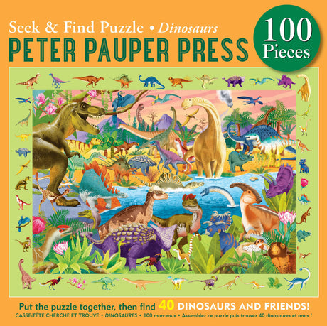 Dinosaurs Seek & Find 100-Piece Jigsaw Puzzle PETER PAUPER PRESS