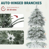 YITAHOME Pre-Lit Flocked Natural Drooping Pampas Christmas Tree, 6ft Snow Flocked Artificial Christmas Tree with 355 PE Branch Tips, 30 Feathers and 400 Lights for Home, Office, Party Decoration YITAHOME