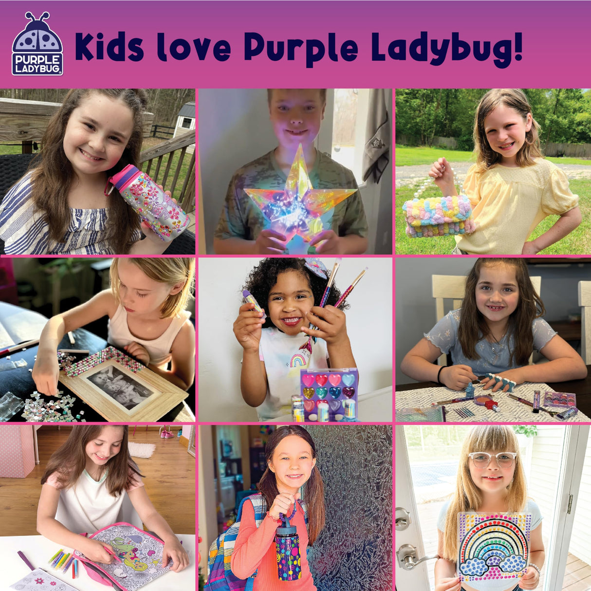 PURPLE LADYBUG DIY Headband Making Kit - Crafts for Girls Ages 6-8, 5-9 Years Old Girl Gifts, Birthday, Hair Accessories, Fun Summer Activities for Kids, Back to School Gifts for Students PURPLE LADYBUG
